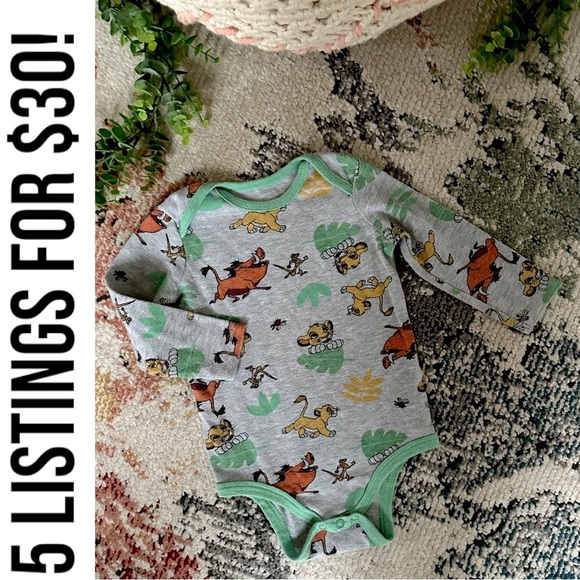 Disney Baby Lion King Long Sleeve One Piece Bodysuit Onesie Size 18 Months - Picture 1 of 12
